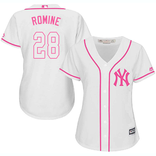 Women's Majestic New York Yankees #28 Austin Romine Authentic White Fashion Cool Base MLB Jersey