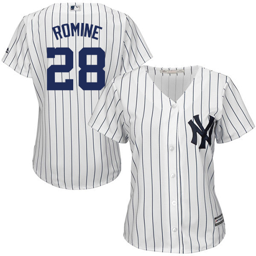 Women's Majestic New York Yankees #28 Austin Romine Authentic White Home MLB Jersey