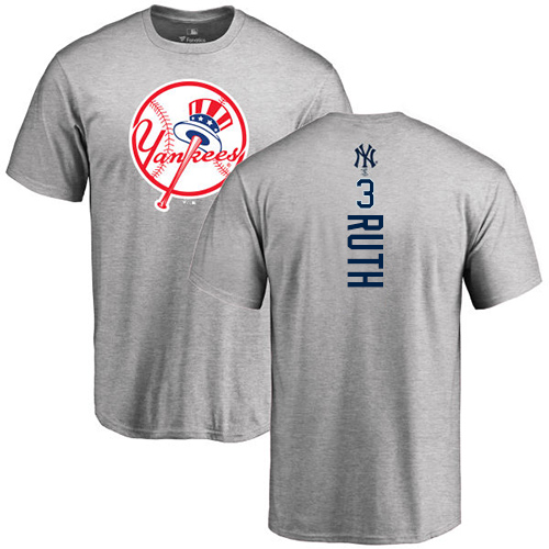 MLB Nike New York Yankees #3 Babe Ruth Ash Backer T-Shirt
