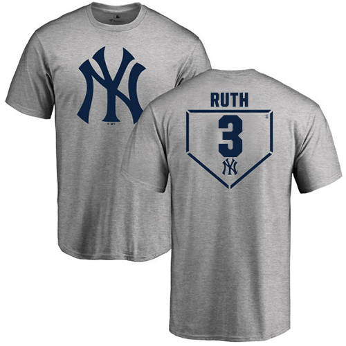MLB Nike New York Yankees #3 Babe Ruth Gray RBI T-Shirt