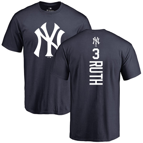 MLB Nike New York Yankees #3 Babe Ruth Navy Blue Backer T-Shirt