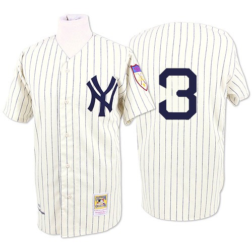 Men's Mitchell and Ness 1929 New York Yankees #3 Babe Ruth Authentic White Throwback MLB Jersey