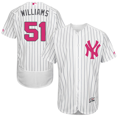 Men's Majestic New York Yankees #51 Bernie Williams Authentic White 2016 Mother's Day Fashion Flex Base MLB Jersey