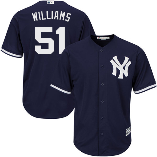 Men's Majestic New York Yankees #51 Bernie Williams Replica Navy Blue Alternate MLB Jersey