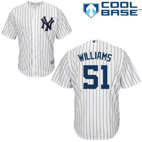 Men's Majestic New York Yankees #51 Bernie Williams Replica White Home MLB Jersey