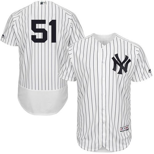 Men's Majestic New York Yankees #51 Bernie Williams White Home Flex Base Authentic Collection MLB Jersey