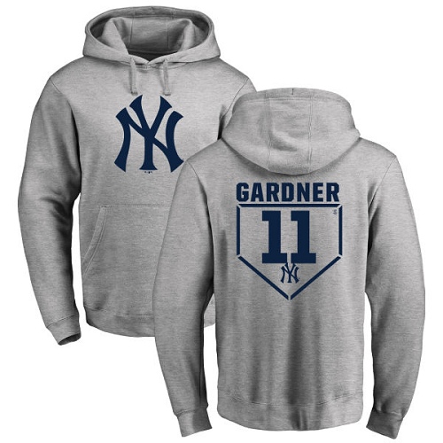 MLB Nike New York Yankees #11 Brett Gardner Gray RBI Pullover Hoodie