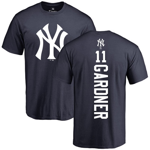 MLB Nike New York Yankees #11 Brett Gardner Navy Blue Backer T-Shirt