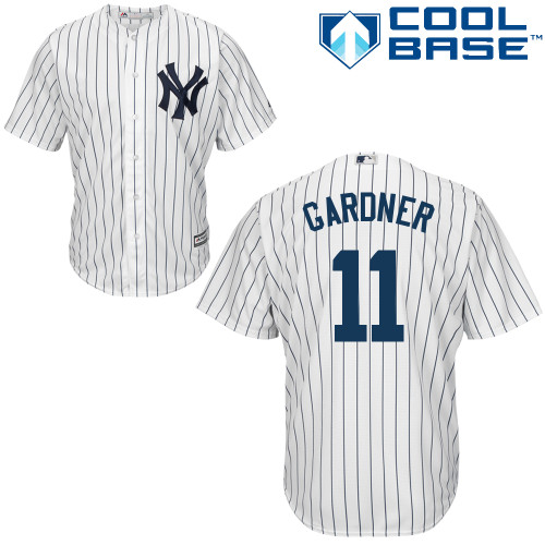 Men's Majestic New York Yankees #11 Brett Gardner Replica White Home MLB Jersey