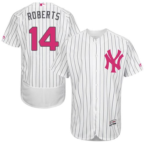 Men's Majestic New York Yankees #14 Brian Roberts Authentic White 2016 Mother's Day Fashion Flex Base MLB Jersey