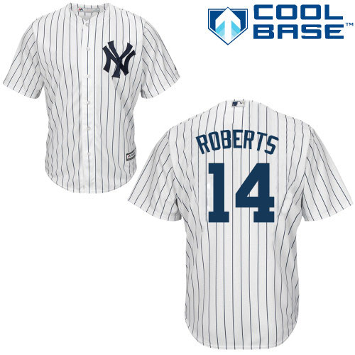 Men's Majestic New York Yankees #14 Brian Roberts Replica White Home MLB Jersey