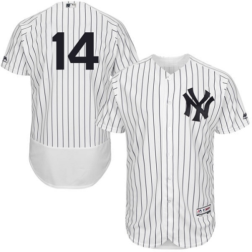 Men's Majestic New York Yankees #14 Brian Roberts White Home Flex Base Authentic Collection MLB Jersey