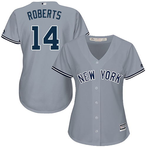 Women's Majestic New York Yankees #14 Brian Roberts Authentic Grey Road MLB Jersey