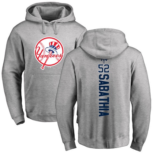 MLB Nike New York Yankees #52 C.C. Sabathia Ash Backer Pullover Hoodie