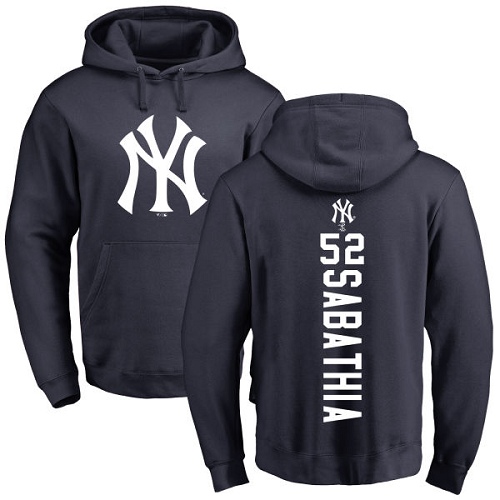 MLB Nike New York Yankees #52 C.C. Sabathia Navy Blue Backer Pullover Hoodie