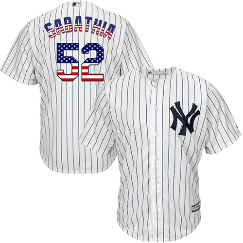 Men's Majestic New York Yankees #52 C.C. Sabathia Replica White USA Flag Fashion MLB Jersey