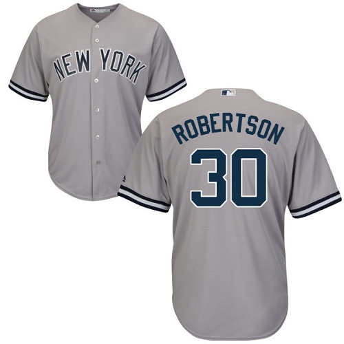 Men's Majestic New York Yankees #30 David Robertson Replica Grey Road MLB Jersey