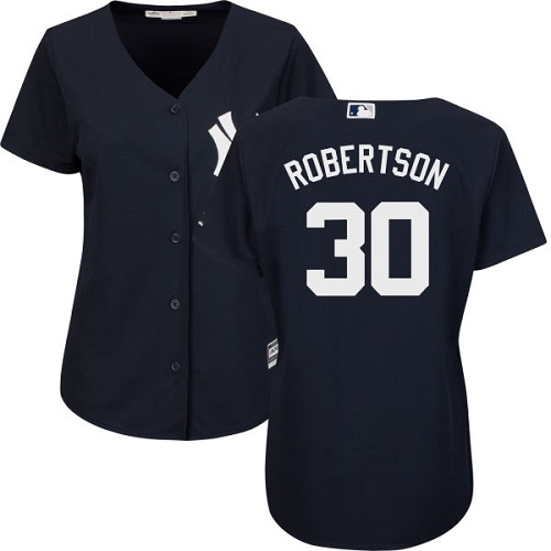 Women's Majestic New York Yankees #30 David Robertson Authentic Navy Blue Alternate MLB Jersey