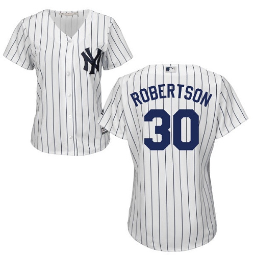 Women's Majestic New York Yankees #30 David Robertson Authentic White Home MLB Jersey