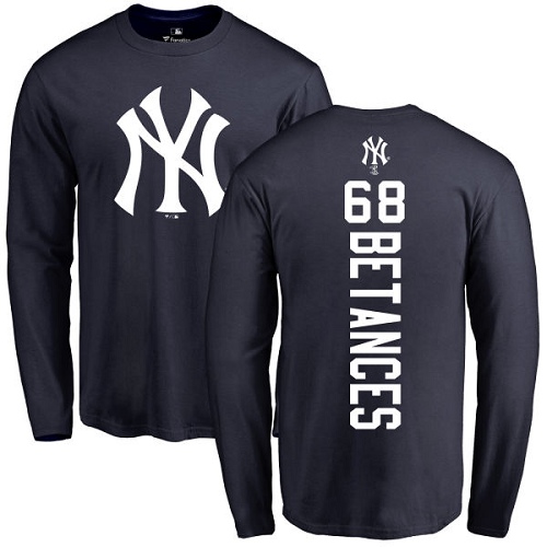 MLB Nike New York Yankees #68 Dellin Betances Navy Blue Backer Long Sleeve T-Shirt