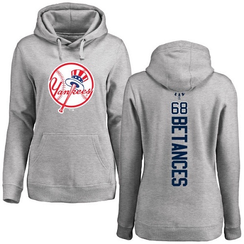 MLB Women's Nike New York Yankees #68 Dellin Betances Ash Backer Pullover Hoodie