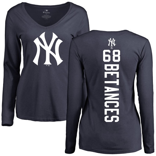 MLB Women's Nike New York Yankees #68 Dellin Betances Navy Blue Backer Long Sleeve T-Shirt