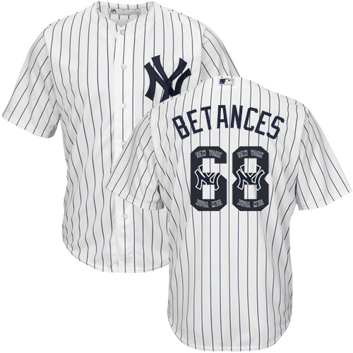 Men's Majestic New York Yankees #68 Dellin Betances Authentic White Team Logo Fashion MLB Jersey