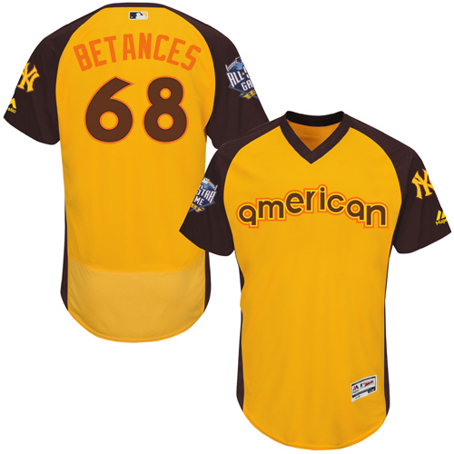 Men's Majestic New York Yankees #68 Dellin Betances Yellow 2016 All-Star American League BP Authentic Collection Flex Base MLB Jersey