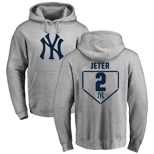 MLB Nike New York Yankees #2 Derek Jeter Gray RBI Pullover Hoodie