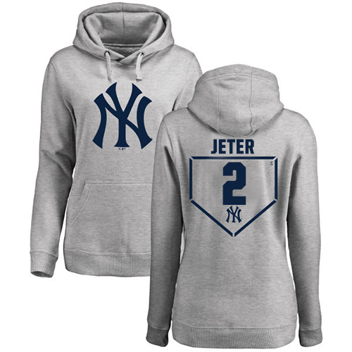 MLB Women's Nike New York Yankees #2 Derek Jeter Gray RBI Pullover Hoodie