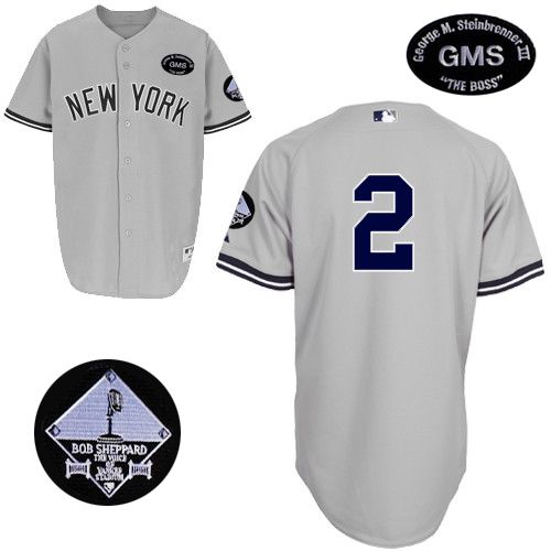 Men's Majestic New York Yankees #2 Derek Jeter Authentic Grey GMS 