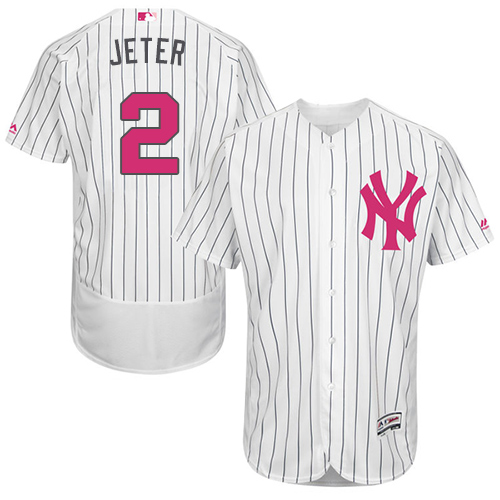 Men's Majestic New York Yankees #2 Derek Jeter Authentic White 2016 Mother's Day Fashion Flex Base MLB Jersey