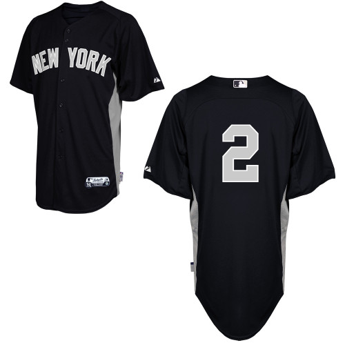 Men's Majestic New York Yankees #2 Derek Jeter Replica Black 2011 Road Cool Base BP MLB Jersey