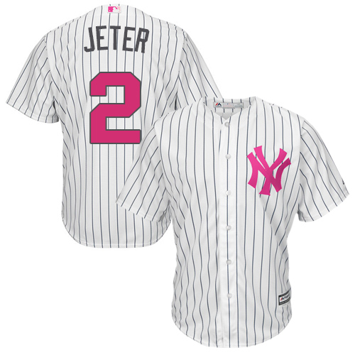 Men's Majestic New York Yankees #2 Derek Jeter Replica White 2016 Mother's Day Cool Base MLB Jersey