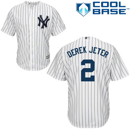 Men's Majestic New York Yankees #2 Derek Jeter Replica White Home MLB Jersey