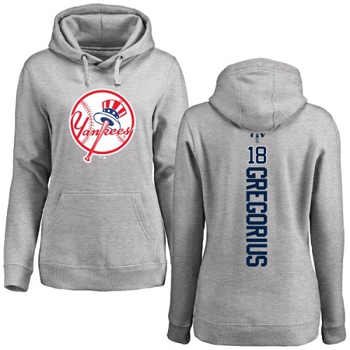 MLB Women's Nike New York Yankees #18 Didi Gregorius Ash Backer Pullover Hoodie