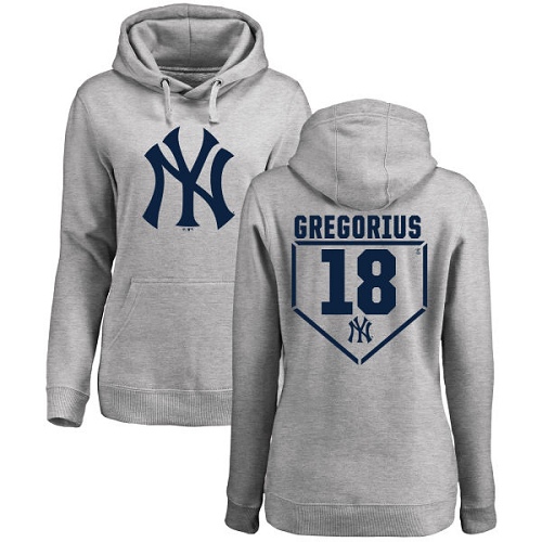 MLB Women's Nike New York Yankees #18 Didi Gregorius Gray RBI Pullover Hoodie