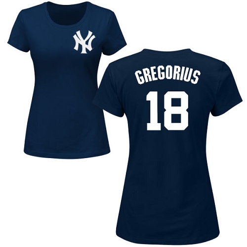 MLB Women's Nike New York Yankees #18 Didi Gregorius Navy Blue Name & Number T-Shirt