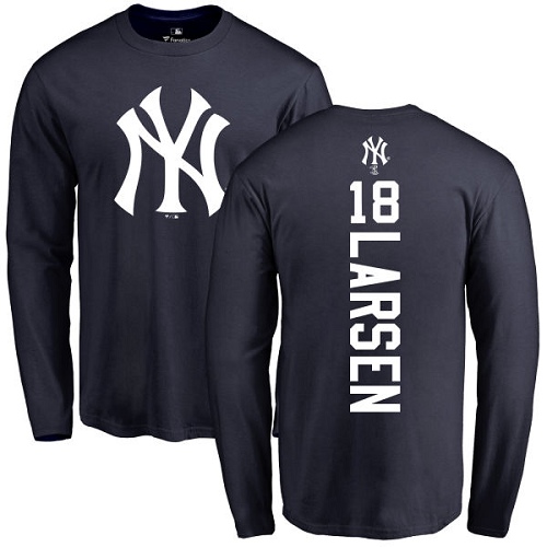 MLB Nike New York Yankees #18 Don Larsen Navy Blue Backer Long Sleeve T-Shirt