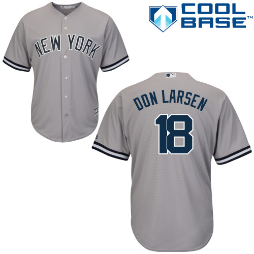 Men's Majestic New York Yankees #18 Don Larsen Replica Grey Road MLB Jersey