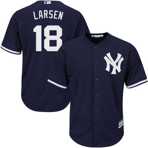 Men's Majestic New York Yankees #18 Don Larsen Replica Navy Blue Alternate MLB Jersey
