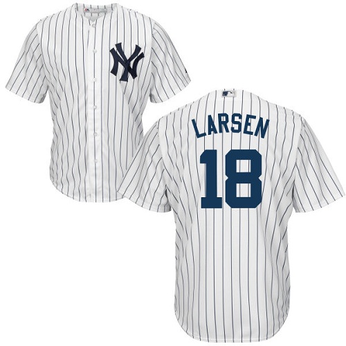 Youth Majestic New York Yankees #18 Don Larsen Authentic White Home MLB Jersey