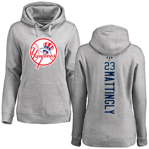 MLB Women's Nike New York Yankees #23 Don Mattingly Ash Backer Pullover Hoodie