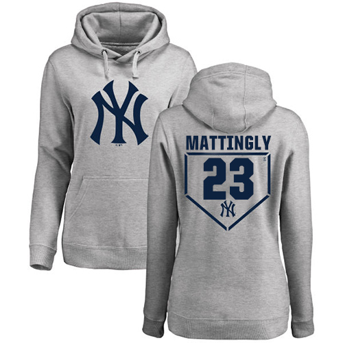 MLB Women's Nike New York Yankees #23 Don Mattingly Gray RBI Pullover Hoodie