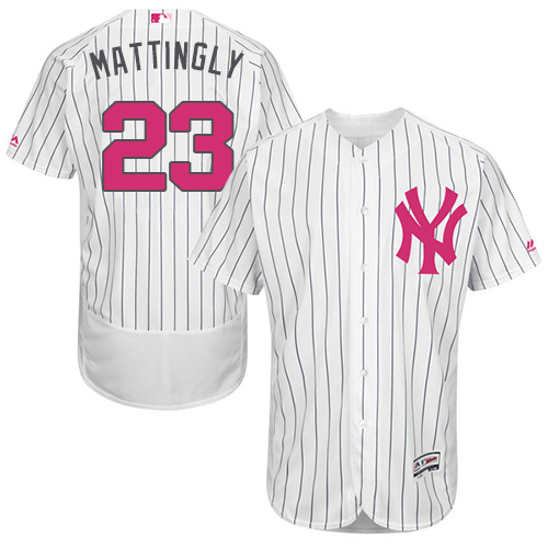 Men's Majestic New York Yankees #23 Don Mattingly Authentic White 2016 Mother's Day Fashion Flex Base MLB Jersey
