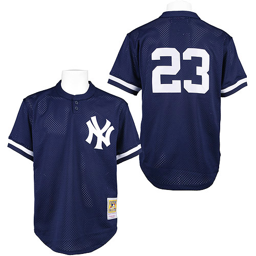 Men's Mitchell and Ness 1995 New York Yankees #23 Don Mattingly Authentic Blue Throwback MLB Jersey