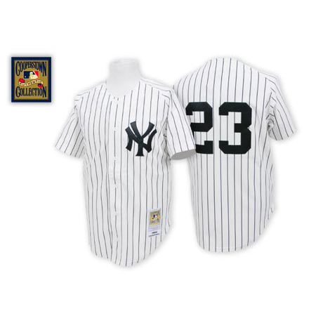Men's Mitchell and Ness New York Yankees #23 Don Mattingly Replica White Throwback MLB Jersey