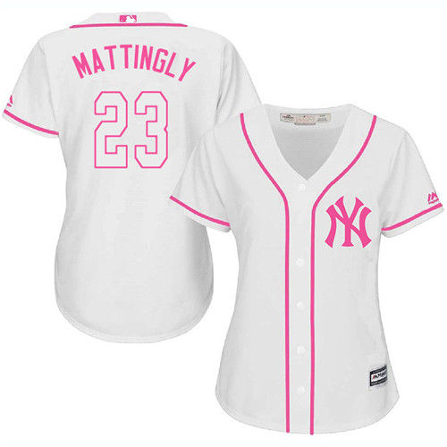 Women's Majestic New York Yankees #23 Don Mattingly Authentic White Fashion Cool Base MLB Jersey