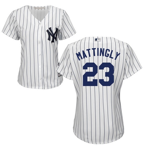 Women's Majestic New York Yankees #23 Don Mattingly Authentic White Home MLB Jersey