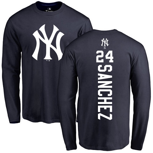 MLB Nike New York Yankees #24 Gary Sanchez Navy Blue Backer Long Sleeve T-Shirt